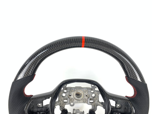 FOR 2022-2024 HONDA CIVIC CARBON FIBER & LEATHER STEERING WHEEL