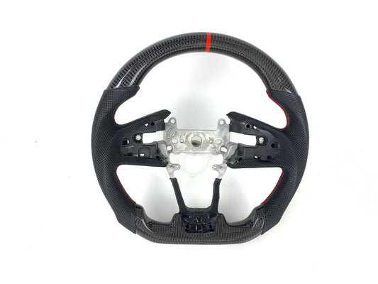 FOR 2016-2021 HONDA CIVIC CARBON FIBER & LEATHER STEERING WHEEL