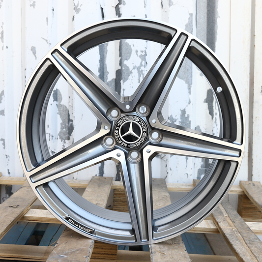 18x8" Gray Machined Mercedes-Benz AMG Style Wheels (5x112) Fits C-Class E-Class CLA GLC