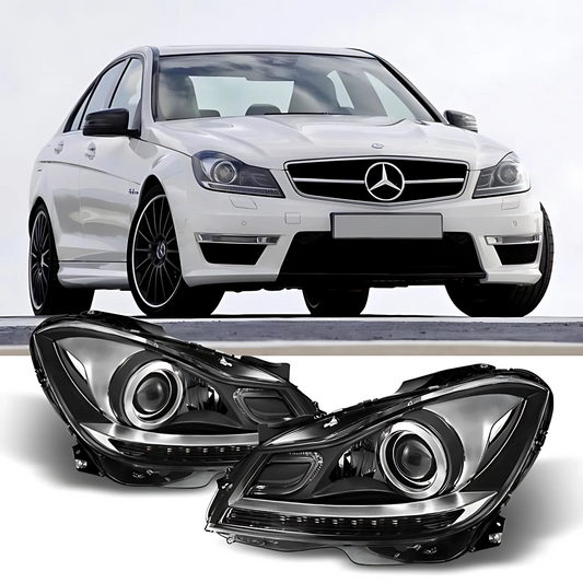 FOR 2012-2014 MERCEDES BENZ W204 PROJECTOR LED DRL HEADLIGHTS C63 AMG STYLE