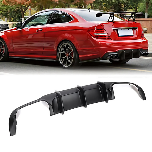 FOR 2012-2015 MERCEDES BENZ W204 C300/ C63 REAR BUMPER LIP DIFFUSER MATTE BLACK