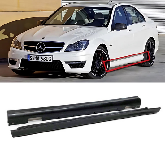 FOR 2012-2014 MERCEDES-BENZ W204 C CLASS SEDAN, C63 AMG STYLE SIDE SKIRT ROCKER PANEL