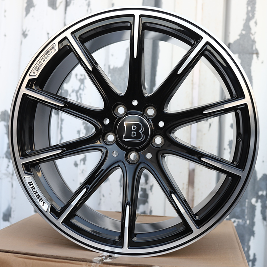 19" Black Machine Mercedes BRABUS Style Wheels (5x112) Fits C-Class E-Class S-Class CLS GLC
