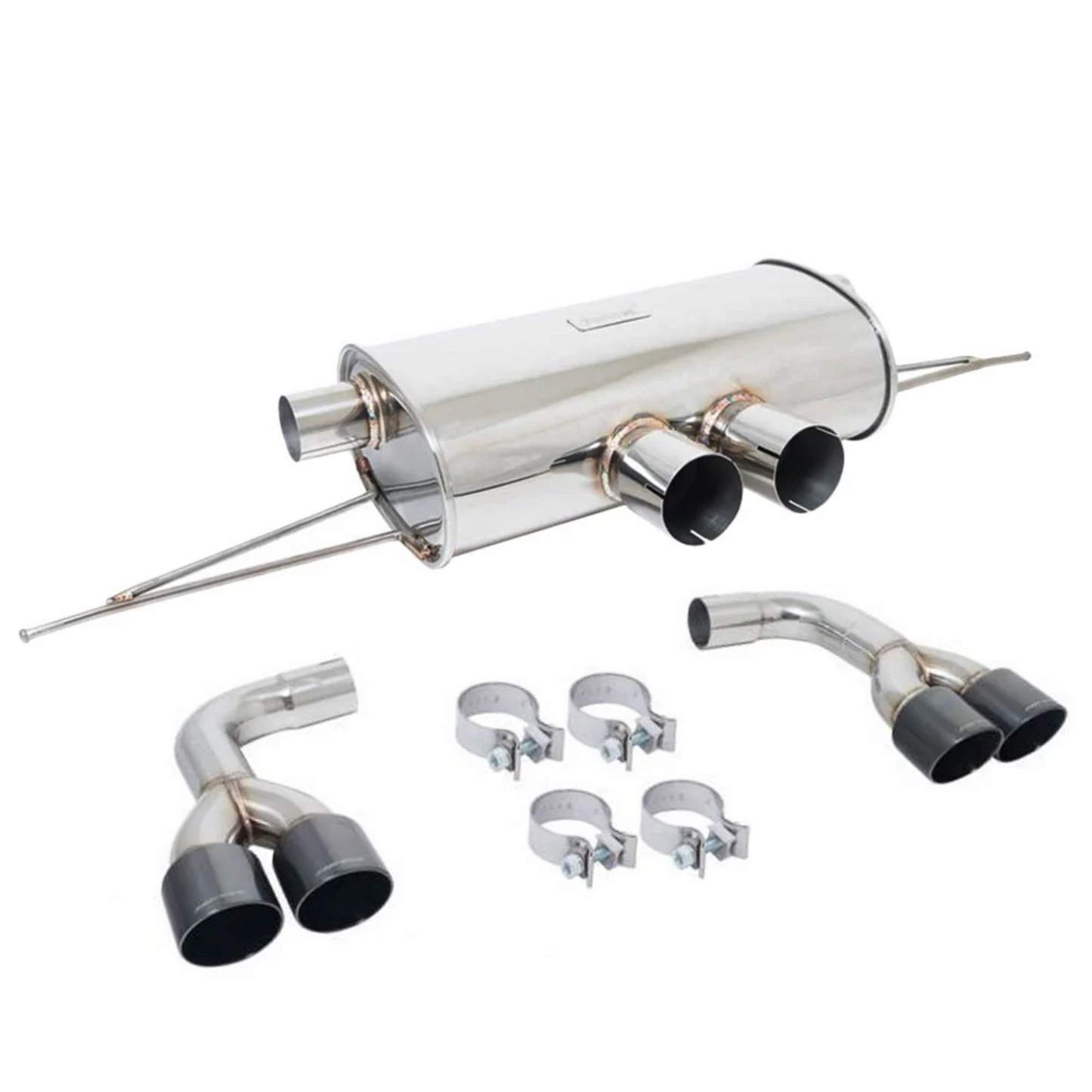 Megan Racing Supremo Axle Back Exhaust System Black Chrome Quad Rolled Tips for 15-18 BMW X5/15-19 X6 M Sport (F85/F86)