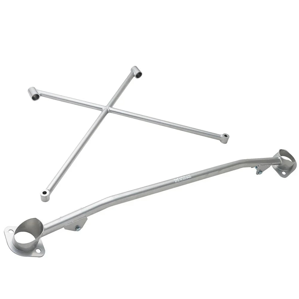 Megan Racing Race Spec Silver Front X-Brace Tower Bar For 99-09 Honda S2000 AP1 AP2 w/Aftermarket Intake