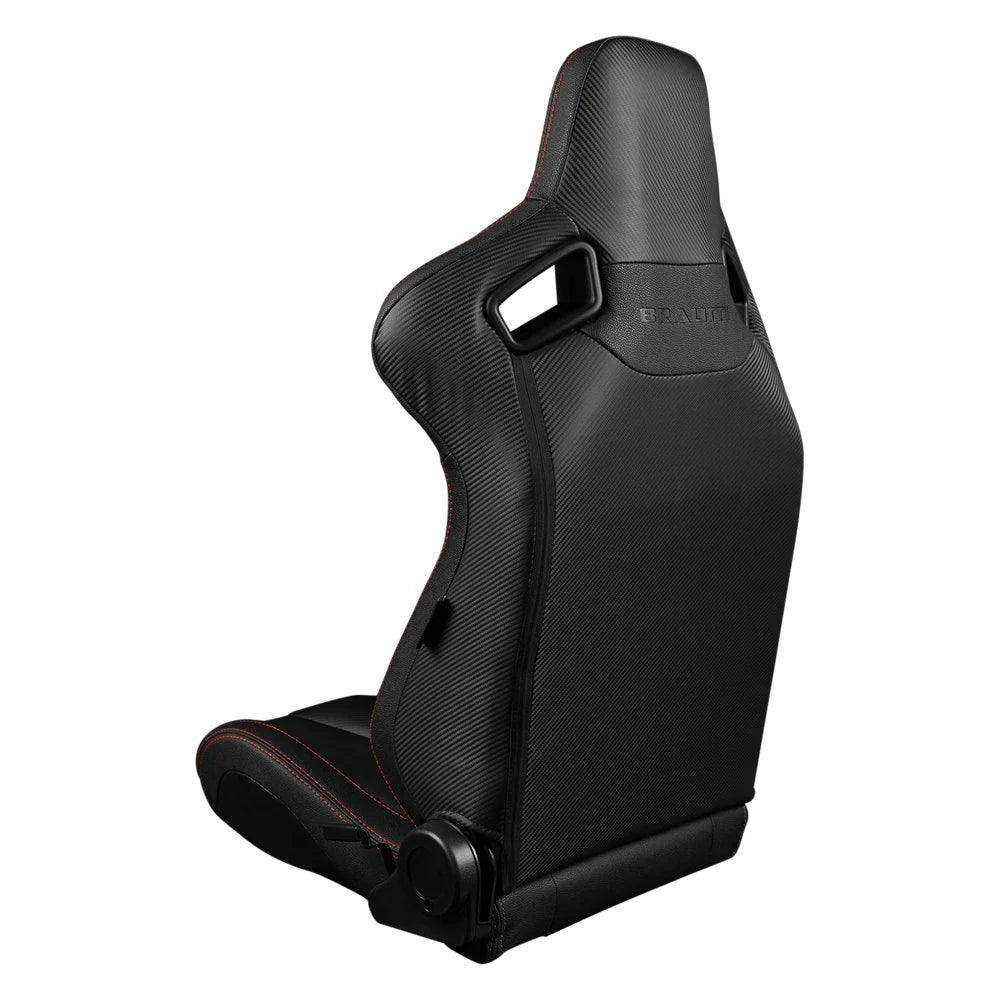 BRAUM Elite Sport Seats (Reclining - Black/Red Stitch Leatherette) BRR1-BKRS