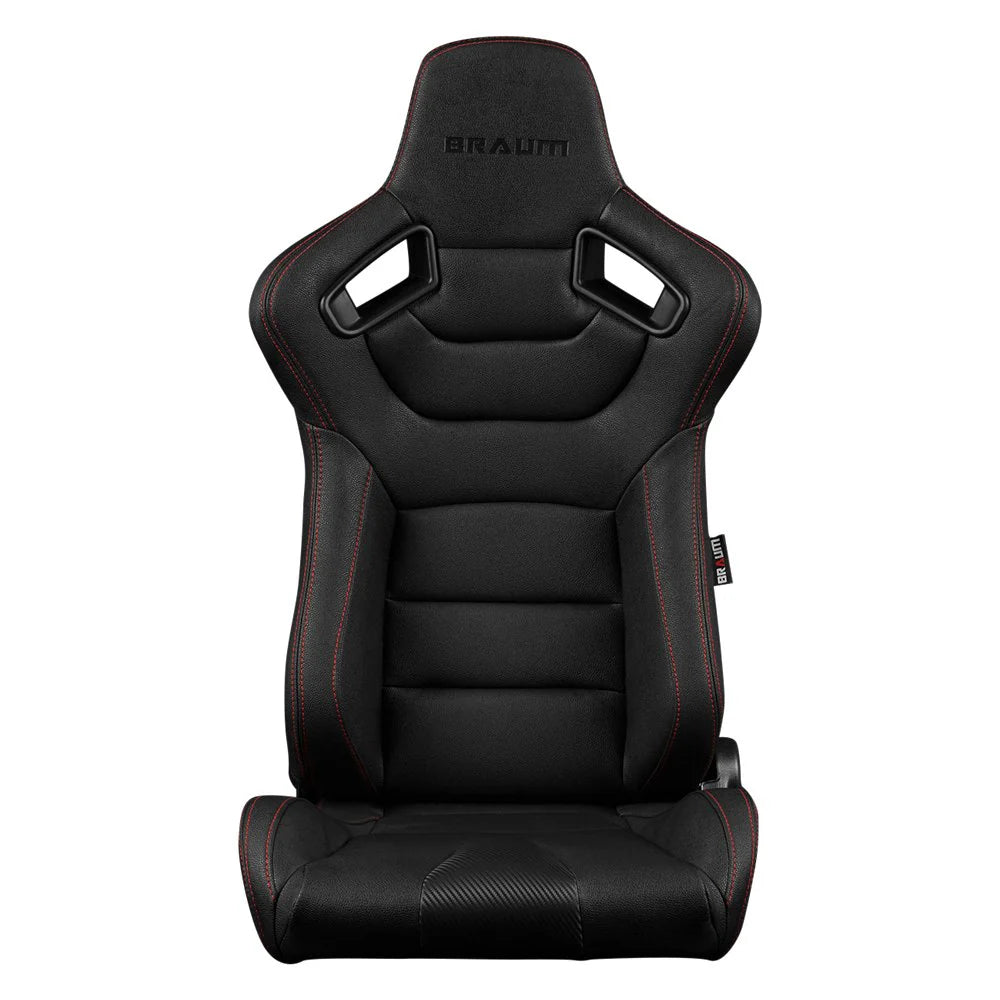 BRAUM Elite Sport Seats (Reclining - Black/Red Stitch Leatherette) BRR1-BKRS