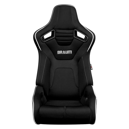 BRAUM Elite-R Racing Seats (Reclining - Black w/ White Piping) BRR1R-BFWP