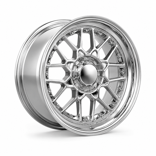 BTS-03 | White Chrome + Chrome Rivets wheels