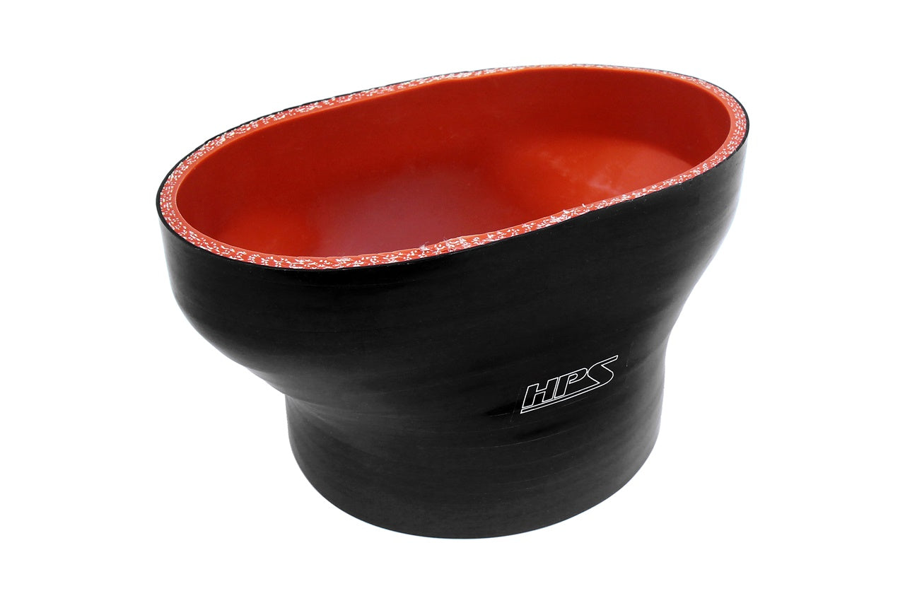 HPS Oval to Round Silicone Reducer Coupler Hose for Ford 55mm Throttle Body (M-9926-MGT) to 3" Tubing, Black