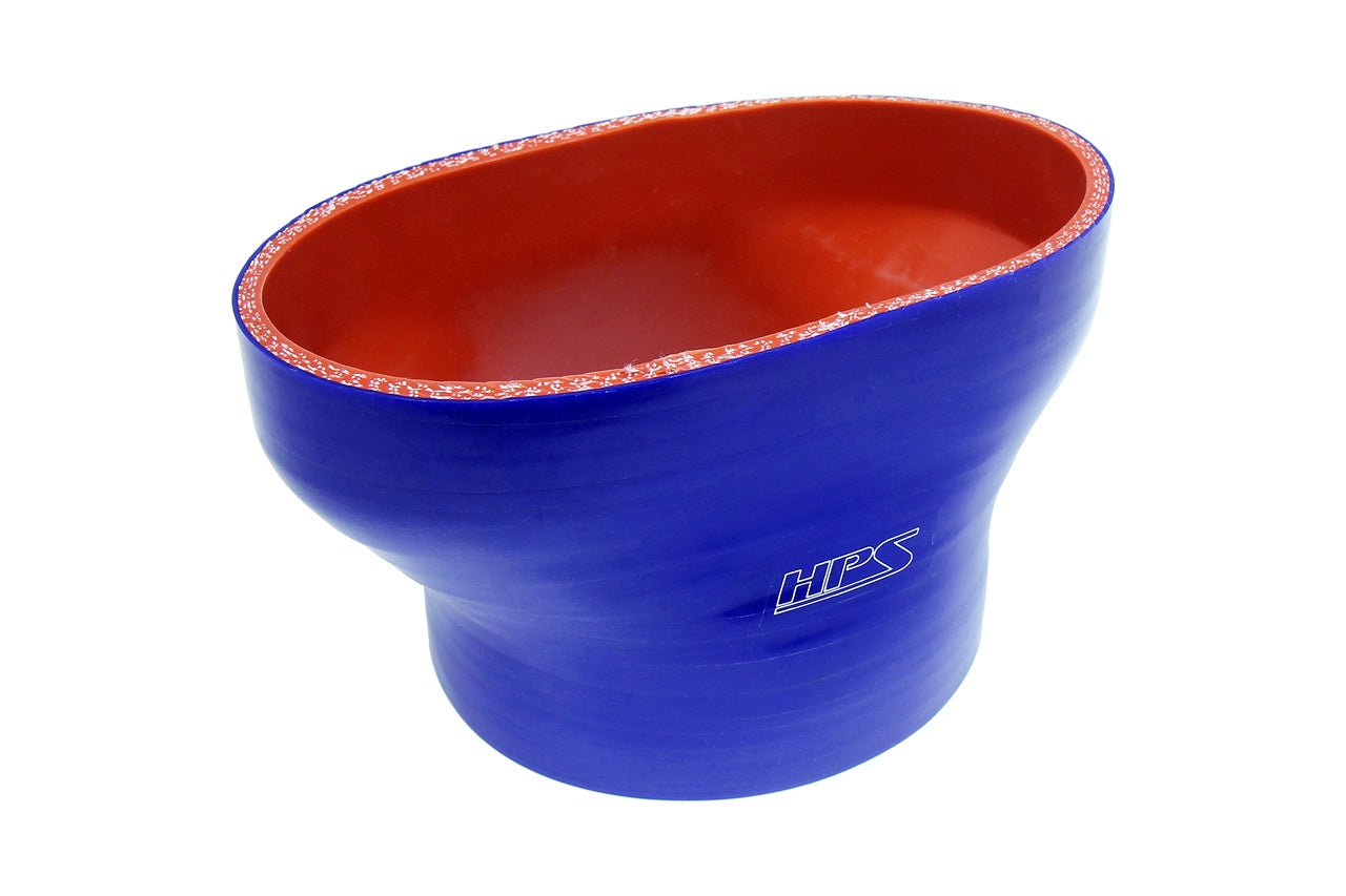 HPS Oval to Round Silicone Reducer Coupler Hose for Ford 55mm Throttle Body (M-9926-MGT) to 3" Tubing, Blue