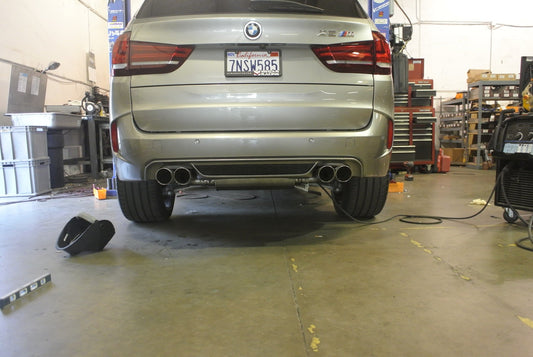 Megan Racing Supremo Axle Back Exhaust System Raw Quad Rolled Tips for 15-18 BMW X5/15-19 X6 M Sport (F85/F86)