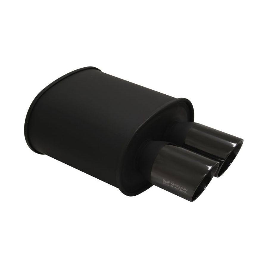 Megan Racing Universal Weld-On Matte Black Muffler w/3.5" Dual Black Chrome tips