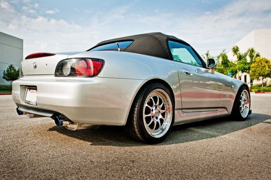 Megan Racing Universal Muffler 3.5" Tip/2.4" Inlet Silver Chrome Rolled Blue Tip