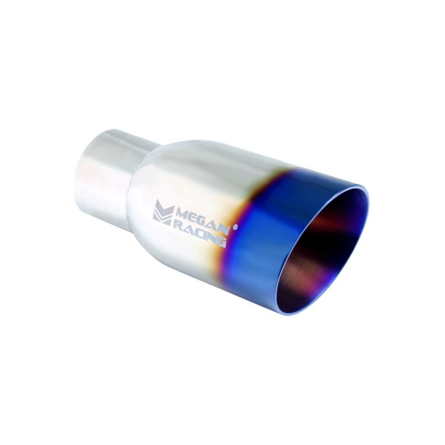 Megan Racing 3.5" Rolled 2.5" Inlet Round Slanted Burnt Blue Universal Muffler Tip