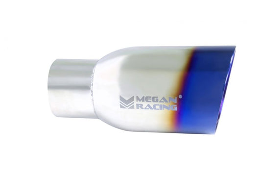 Megan Racing 3.5" Rolled 2.5" Inlet Round Slanted Burnt Blue Universal Muffler Tip