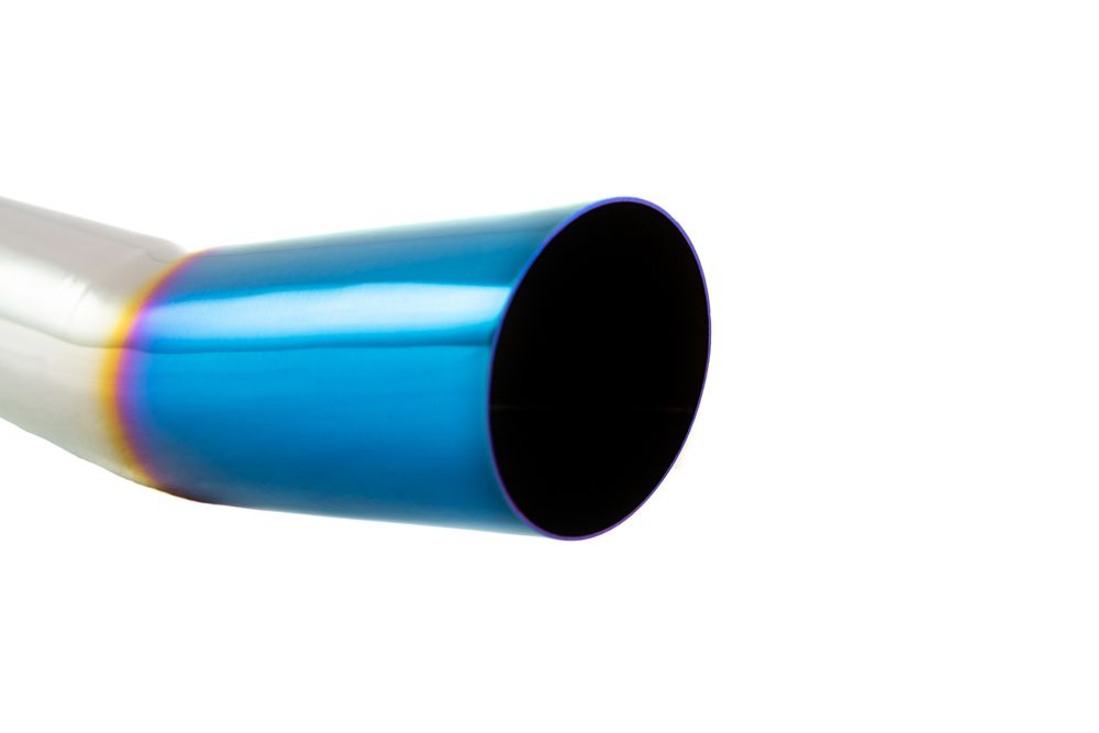 Megan Racing Universal 3" to 4" VIP Exhaust Tips "Blast Pipes" Style - Single - Angled - Blue Tip - MR-UT-S4-BT-V2
