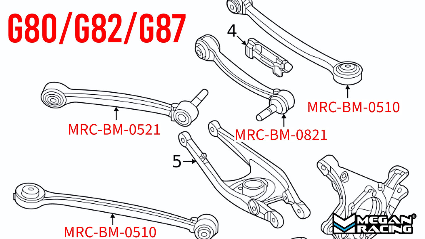 Megan Racing Rear Upper (Rear) Camber Arm Kit (Pillow Ball) For 21+ BMW M2 M3 M4 (G87/G80/G81/G82/G83)