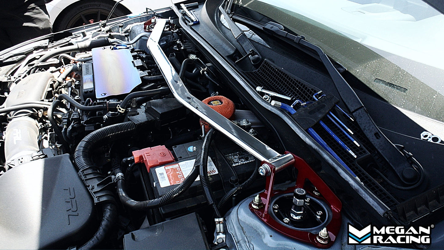 Megan Racing Aluminum Race Spec Front Upper Strut Bar Tower Brace For 22+ Honda Civic FE Sedan / FL Hatchback "liftback"