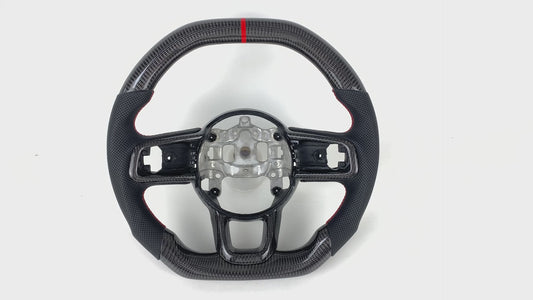 FOR 2018-2023 JEEP WRANGLER JL GLADIATOR CARBON FIBER & LEATHER STEERING WHEEL