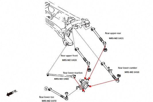 Megan Racing Rear Tailing Arm (Pillow ball Bushing) For 06-15 Mazda MX-5 Miata NC/03-12 RX-8 SE3P