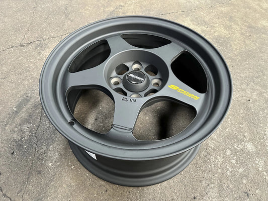 15"x7" SMST SPOON BLACK Wheels (4x100) Fits HONDA TOYOTA KIA MAZDA