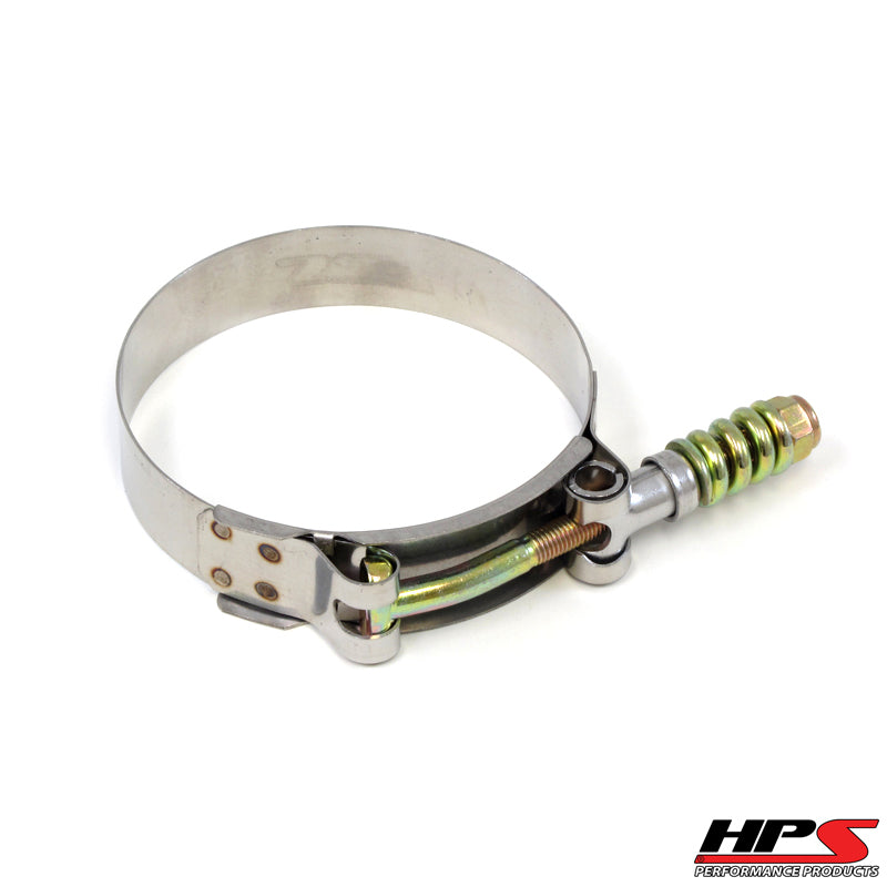 HPS Stainless Steel Spring Loaded T-Bolt Clamp Size 100 for 3.75" ID hose - Effective Size: 4"-4.33"