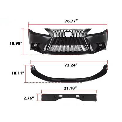 FOR 2006-2013 LEXUS IS250/ IS350 2014+ F-SPORT STYLE Front Bumper Conversion w/ Front Lip