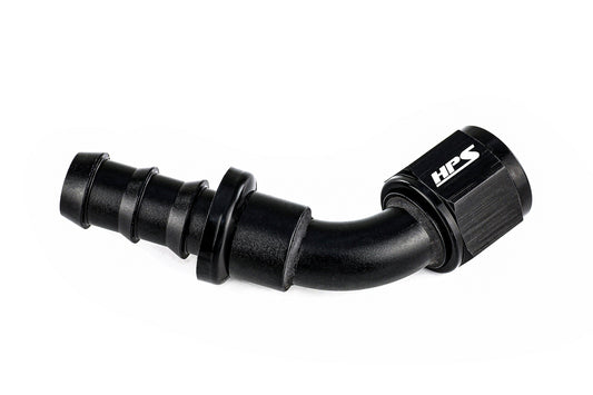 HPS Performance 60 Degree -12 Push-on Hose End to AN Female Aluminum Black