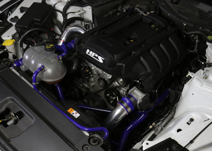 HPS Performance Intercooler Charge Pipe Kit (Cold and Hot Side) with Blue Boots, Polished, 2015-2020 Ford Mustang Ecoboost 2.3L Turbo
