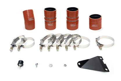 HPS Hot & Cold Side Charge Pipe with Orange CAC Hose Intercooler Boots, Red, 2003-2007 Ford Superduty Powerstroke 6.0L Diesel Turbo
