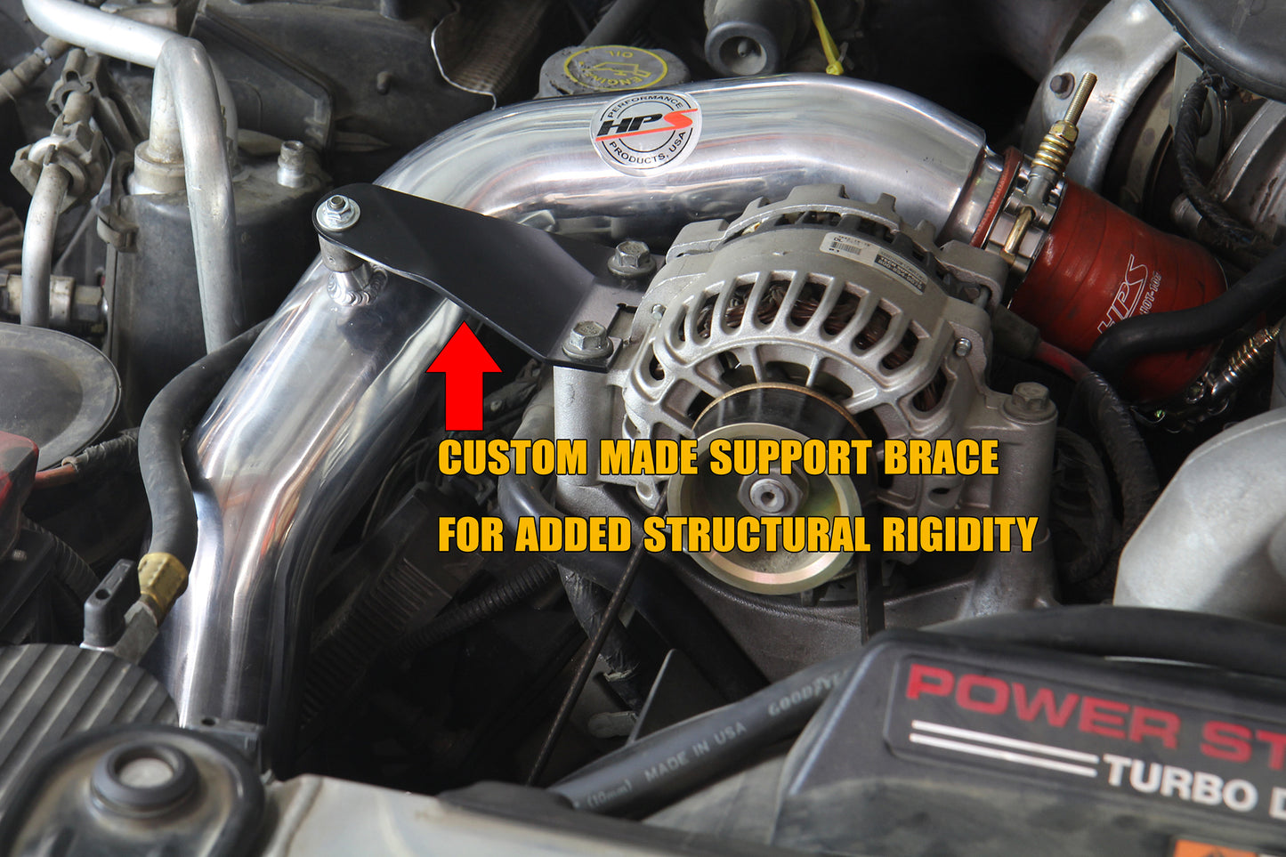 HPS Hot & Cold Side Charge Pipe with Orange CAC Hose Intercooler Boots, Polished, 2003-2007 Ford Superduty Powerstroke 6.0L Diesel Turbo