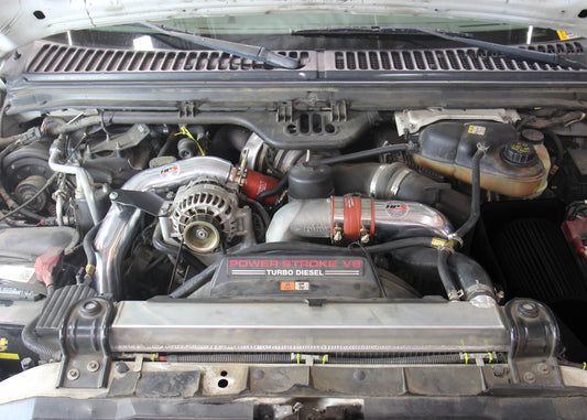 HPS Hot & Cold Side Charge Pipe with Orange CAC Hose Intercooler Boots, Red, 2003-2007 Ford Superduty Powerstroke 6.0L Diesel Turbo