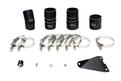 HPS Hot & Cold Side Charge Pipe with Black CAC Hose Intercooler Boots, Black, 2003-2007 Ford Superduty Powerstroke 6.0L Diesel Turbo