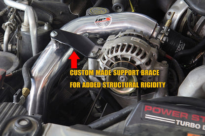 HPS Hot & Cold Side Charge Pipe with Black CAC Hose Intercooler Boots, Red, 2003-2007 Ford Superduty Powerstroke 6.0L Diesel Turbo
