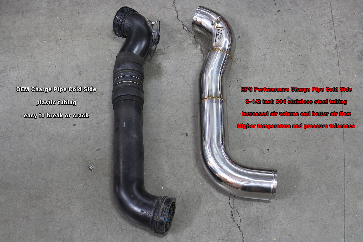 HPS Performance Stainless Steel Intercooler Charge Pipe Kit (Cold and Hot Side), Black, Multiple Fitments, 17-150WB