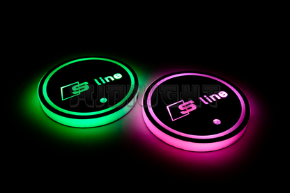 2PCS LED Cup Holder Lights Coaster, Rechargeable for Audi S LINE