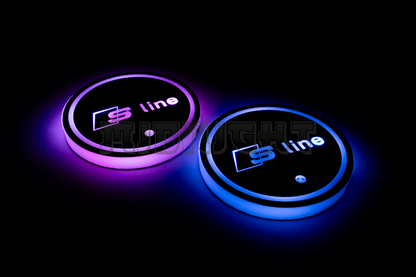 2PCS LED Cup Holder Lights Coaster, Rechargeable for Audi S LINE