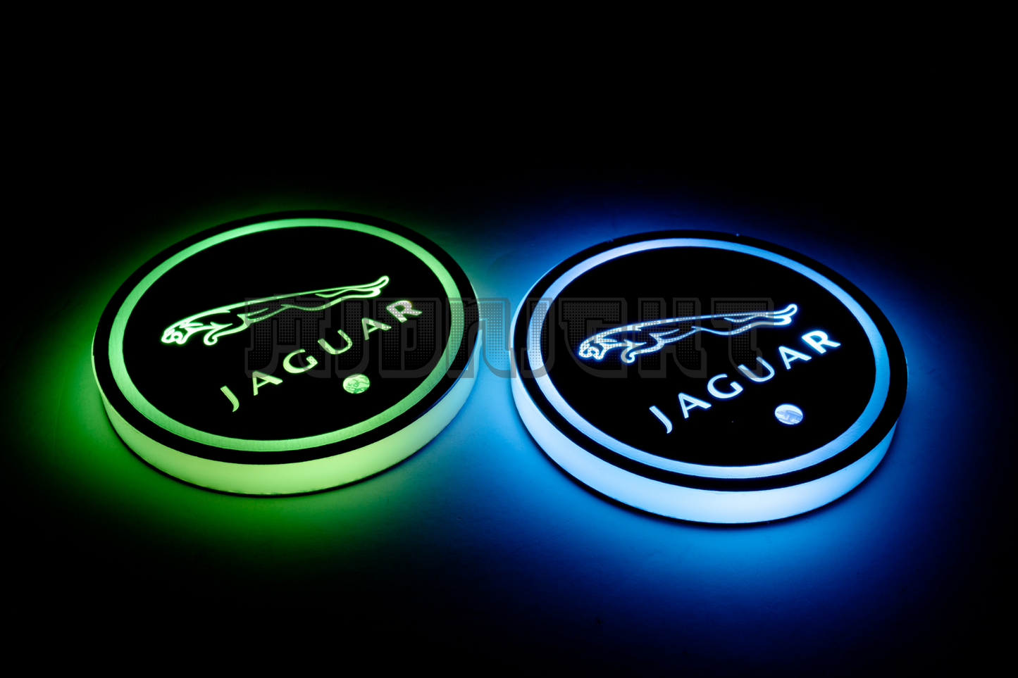 2PCS LED Cup Holder Lights Coaster, Rechargeable for Jaguar