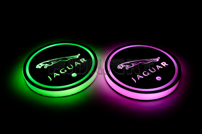 2PCS LED Cup Holder Lights Coaster, Rechargeable for Jaguar