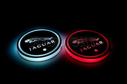 2PCS LED Cup Holder Lights Coaster, Rechargeable for Jaguar