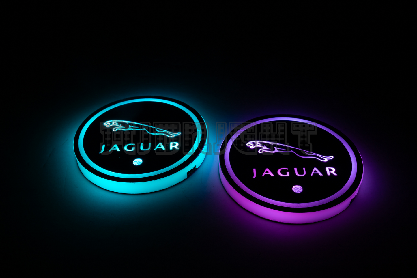 2PCS LED Cup Holder Lights Coaster, Rechargeable for Jaguar