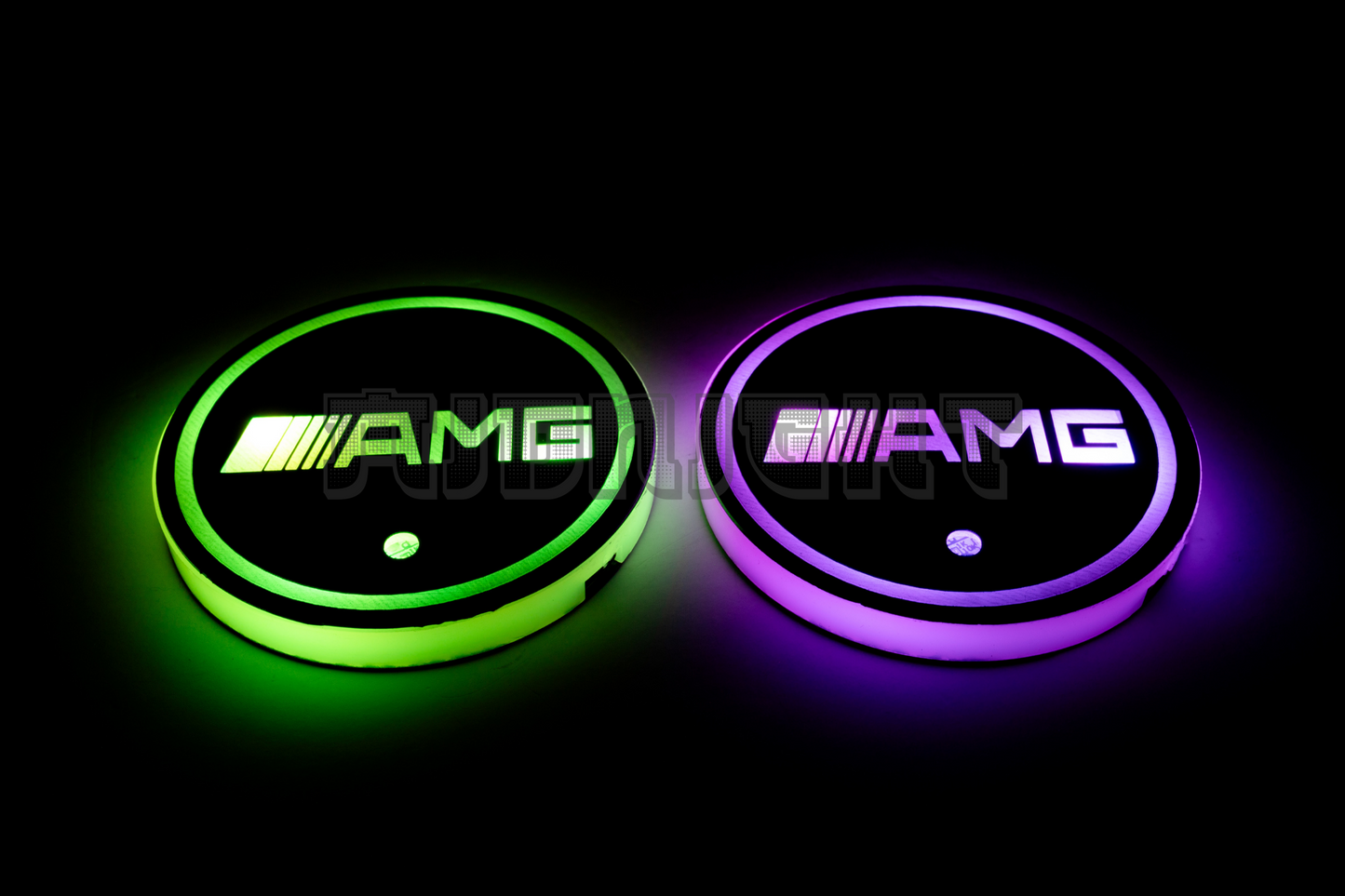 2PCS LED Cup Holder Lights Coaster, Rechargeable for Mercedes Benz AMG