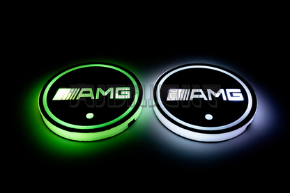 2PCS LED Cup Holder Lights Coaster, Rechargeable for Mercedes Benz AMG