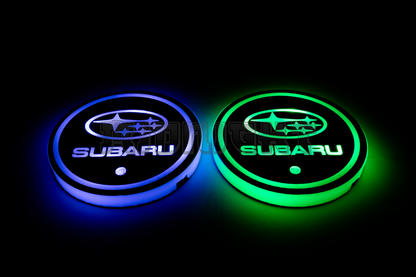 2PCS LED Cup Holder Lights Coaster, Rechargeable for Subaru