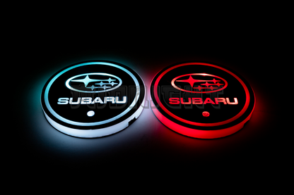 2PCS LED Cup Holder Lights Coaster, Rechargeable for Subaru