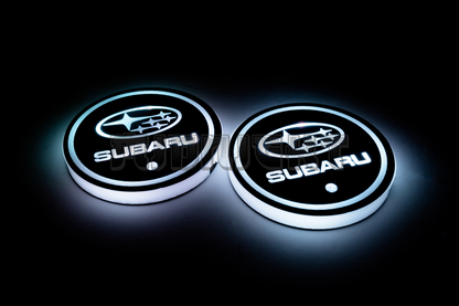 2PCS LED Cup Holder Lights Coaster, Rechargeable for Subaru