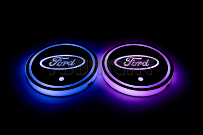 2PCS LED Cup Holder Lights Coaster, Rechargeable for Ford