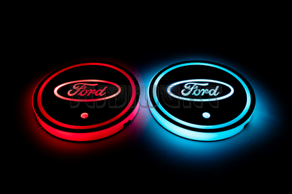 2PCS LED Cup Holder Lights Coaster, Rechargeable for Ford