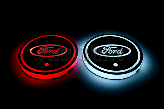 2PCS LED Cup Holder Lights Coaster, Rechargeable for Ford